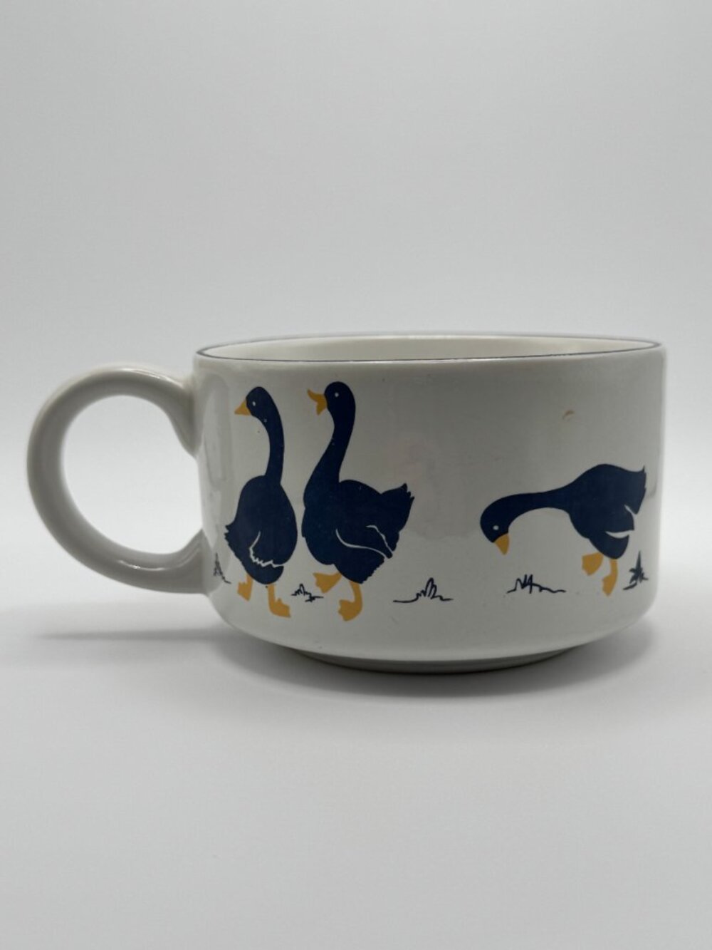 Vintage Rosenthal Netter Soup Mug Cottage Core Blue Goose Pattern